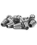 14pc ER20 Spring Collet Set for CNC Milling Lathe and Engraving, one sixteenth to one half inch sizes, metal collets on white background.