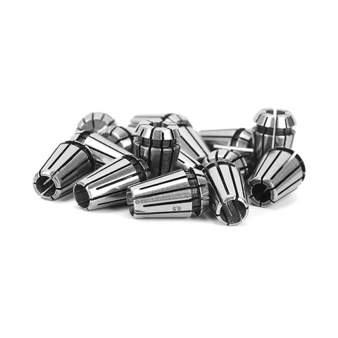 14pc ER20 Spring Collet Set for CNC Milling Lathe and Engraving, one sixteenth to one half inch sizes, metal collets on white background.