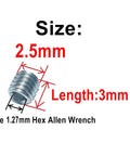 50 Piece M2.5 X 3mm Stainless Steel 304 Set Screws Hex Socket Allen Head Kit With 1.2mm Allen Wrench Heavy Duty Fasteners