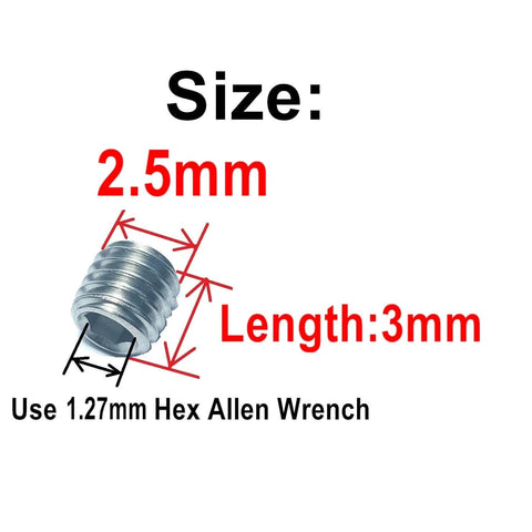 50 Piece M2.5 X 3mm Stainless Steel 304 Set Screws Hex Socket Allen Head Kit With 1.2mm Allen Wrench Heavy Duty Fasteners