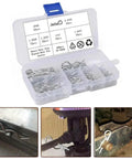 Heavy Duty Pro Grade R Type Cotter Pin Kit With Six Sizes In Galvanized Carbon Steel 100 Piece Set For Tractor And Automotive Repairs Organized Transparent Case For Quick Access And Strong Secure Fittings open organizer with six sizes