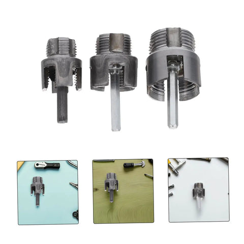 Kontonty 3 Pc Pipe Threader Set For Metal And Pvc Pipes Compatible With Electric Drill For Internal External Threading showing three threading tools.