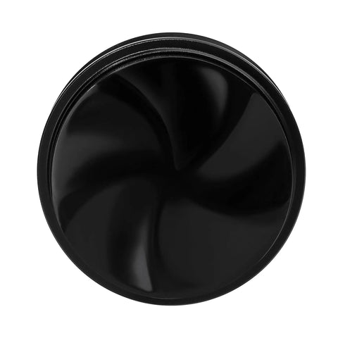 Heavy Duty Espresso Distribution Tool And Gravity Adaptive Coffee Leveler For 54Mm Portafilter Basket top view showing glossy black stainless steel blades.
