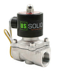 Rock Solid Stainless Steel Electric Solenoid Valve 110V AC Normally Closed, 3/4-Inch NPT side view, industrial grade control valve