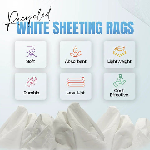 Recycled White Cotton Cleaning Rags Bulk Pack For Household Shop Garage And Auto Paint Tasks Heavy Duty Multipurpose Rags