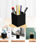 Two Pack Acrylic Pen And Pencil Holder Set For Desk Organization Black Makeup Brush Holder Cup Storage Office Desktop Organizer Keeps Pens Pencils And Makeup Brushes Neatly Separated