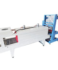 Heavy Duty Two In One Tabletop Shrink Wrap Machine For Bottles And Flat Packs with conveyor, white body, ideal for packaging.