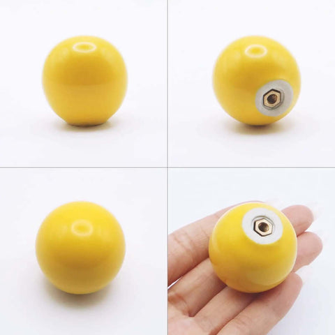 Bright Yellow Ceramic Dresser Knobs And Premium Drawer Pulls For Kitchen Cabinets Snag 8 Pack single hole round handle in hand.