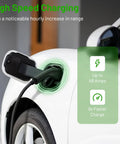 Level 2 EV Charger For Home Use Up To 48 Amp 240V Indoor Outdoor Fast Charging Station plugged into white electric car