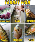 Target fish species: American shad, bass, crappie, perch, blue gill, trout.