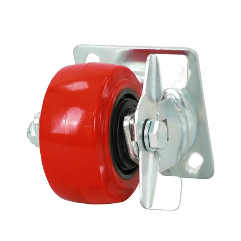 Heavy Duty 4 Inch Red Polyurethane Swivel Caster With Wheel Brake, 550 Lbs Rugged Capacity, Nonmarking Floor Savin Rubber Wheel, Smooth Cruisin Industrial Swivel Roller For Heavy Loads And Equipment