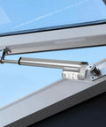 12V Linear Actuator, 8 Inch Stroke, installed in window, IP54 Protection