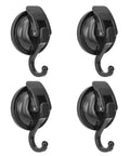 No Drill Wreath Cup Hook With Super Suction Hanger For Kitchen Bath And Restroom Black Plated Polished Finish 4 Pack