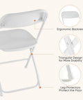 Folding Chairs Set Of 20 With 330 Lb Capacity, Plastic Stackable Chairs For Indoor Outdoor Use, features ergonomic backrest