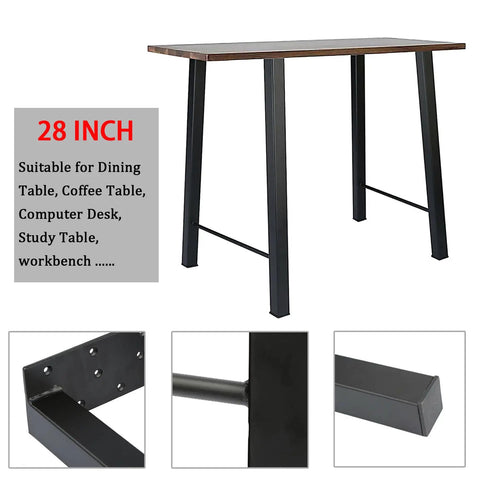Two 28 Inch Industrial Trapezoid Table Legs Heavy Duty Metal Desk Support Black Powder Coated 600 To 800 Lb Load Capacity For DIY