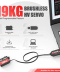 Setup of Beefy High Torque Low Profile Digital Servo With Full Metal Gear And Brushless Motor Programmable RC Servo For One Tenth Scale Cars And Robots 19Kg Torque 0.073s Speed Programmable Via SPV3 Programmer For Custom Settings with laptop and connection cables visible