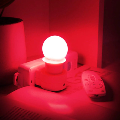 Colorful LED Bulbs 9W Equal To 60W Non Dimmable E26 Base For Weddings Halloween Christmas Parties And Bar Decor Six Pack Brings Bright Dreamy Ambience To Any Home Or Event glowing red on table
