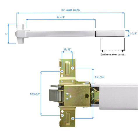 Premium Grade One Aluminum Panic Bar Exit Device With Smooth Riding Reversible Lever And Non Dogging Option Ul Listed Fire Rated Egress Push Rod Hardware Real Deal Safety Gear Built Different For Three Six Foot Doors And Heavy Storefront Hustle