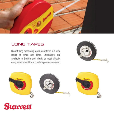 Retractable Imperial And Metric Long Tape Measure Built Tough In A Rugged ABS Case With Folding Hook, 100 Feet Total
