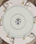 Smooth Operator Tempered Glass Lazy Susan Turntable Serving Tray Hella Sturdy Silent Bearing Rotation For Dining Table Kitchen Centerpiece 70 Cm Dinner Upgrade on circular dining table with dishes.