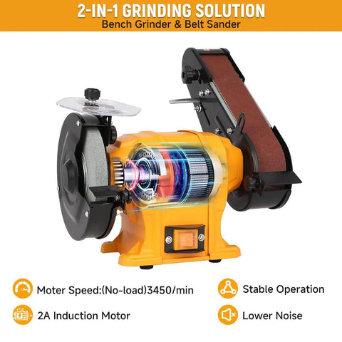 Tough As Nails 2 IN 1 Bench Grinder And 2X27 Inch Belt Sander Combo featuring a powerful 250W motor for metal and wood sanding.