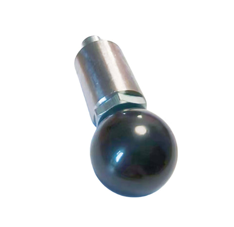 Heavy Duty Steel Spring Loaded Ball Handle Pull Pin For Quick Change And Adjustable Height In Racking Systems, Three Eighths Inch Diameter Pin With One And A Half Inch Exposed Length, Dowel Pin With Screw Lock Platform close-up view