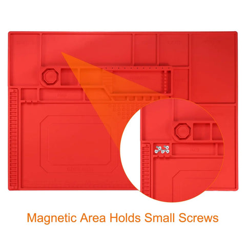 Heavy Duty Magnetic Silicone Soldering Mat Built Hard For Smartphone Fixes with magnetic area for small screws
