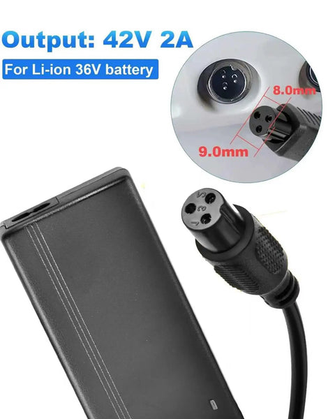 42V 2A Replacement Charger For 36V Li Ion Electric Scooter Batteries, 3 Prong 8mm Connector, Universal Power Adapter For 36V Battery Systems, Not For Lead Acid Or 24V Li Ion Scooters