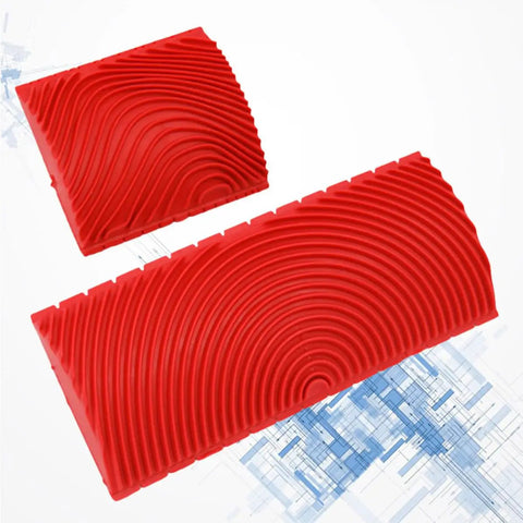 Top Shelf Faux Wood Grain Roller Stamp Set Easy Peasy Wall Craft Decor Solid Two Pack Durable Rubber Comfort Handles red textured rollers.