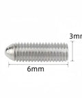 Heavy Duty M3 X 6MM Ball Point Set Screws With Hex Socket Drive 304 Stainless Steel Corrosion Resistant Spring Plungers For No Sweat Setup And Rock Solid DIY Workshop Tools 20 Count close-up of 6mm M3 stainless steel ball point set screw.