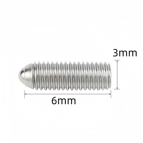 Heavy Duty M3 X 6MM Ball Point Set Screws With Hex Socket Drive 304 Stainless Steel Corrosion Resistant Spring Plungers For No Sweat Setup And Rock Solid DIY Workshop Tools 20 Count close-up of 6mm M3 stainless steel ball point set screw.