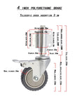 Built Tough 4 Inch Heavy Duty Sliding Door Caster Wheel With Integrated Shock Absorber And Secure Foot Brake dimensions and details image