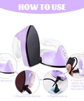 Portable Mini Heat Press Machine With Charging Base For DIY T Shirts Bags And Hats Light Purple shown with wiring instructions and user guide.
