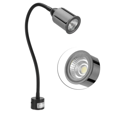 12W LED Desk Lamp With Magnetic Base And Adjustable Gooseneck For Sewing Machine Workbenches CNC Machines Craft Tables And Workshop Use Pro Grade Bright White Light, featuring a flexible neck and round light head.