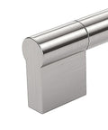 Close-up of Avellino Collection Brushed Nickel Cabinet Handle Sixteen And Three Eighths Inches Center To Center Bar Pull for cabinets.