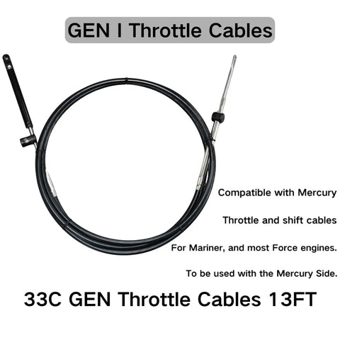 Mercury Outboard Remote Control Throttle And Shift Cable Kit Gen I 33C 13 Foot Stainless Steel Spiral Wire Built To Last Saltwater Ready Replacement Cable shown in coiled form