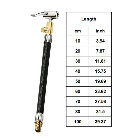 Sick Car Tire Inflator Hose Pump Adapter With Brass Universal External Threads Fits Bikes Electric Rides And Cars Durable Reinforced Rubber Braided Featuring Twist Lock Chuck Design Keeps Air Pressure Locked In Solid Build No Hassle, 10 cm hose