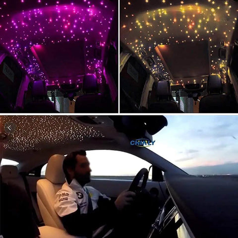 650 Pieces RGBW Fiber Optic Star Headliner Kit 13.1ft With App And Remote Control for car roof ceiling lights in use