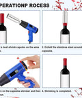 Heavy Duty 50Mm PVC Capsule Heat Shrink Gun With Digital Display And Adjustable Speed Control in use with wine bottle sealing steps.