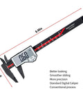 Six Inch Digital Caliper With Auto Off And Large LCD Screen Inch Millimeter Conversion Measures Length Depth Inner Outer Diameter 0.01 Inch Resolution And Plus Minus 0.2 mm Accuracy Carbon Fiber Build For Jewelry And Antique Projects front view