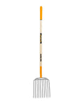 Heavy-Duty 10-Tine Bedding Fork With 48-Inch Hardwood Handle And Cushioned End Grip, Tempered Round Steel Tines For Longevity