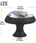 Dark Dandelion Crystal Glass Cabinet Knob Set 4 Pack Round Drawer Pulls with size specifications