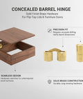 Gold Finish Concealed Barrel Hinge For Woodworking Stealthy Inset Mount Hidden Cabinet Hinge For Flip Top Boxes