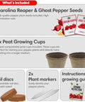 Reaper Ghost Pepper All In One Starter Grow Kit With Seeds And Growing Supplies For Beginners Includes Bhut Jolokia Seeds, Peat Cups