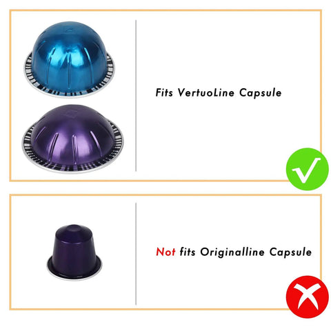 Reusable Aluminum Foil Seals Lids For Nespresso VertuoLine Capsules, 120 Count, shown fitting VertuoLine capsule size