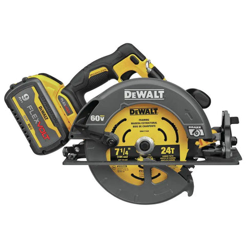 FlexVolt 60V Max Cordless Circular Saw With Brake 7-1/4-Inch Blade Bevel Up To 57 Degrees Cut Depth 2-9/16-Inch