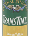 Premium Concentrated Liquid Wood Dye Stain In Vibrant Lemon Yellow 16oz bottle for wood finishing and coloring.