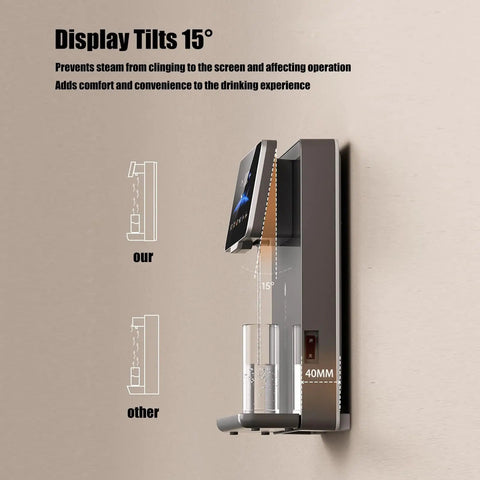 Wall Mounted Instant Hot Water Cooler For Office Or Home, Countertop Style Water Dispenser with 15-degree tilted display