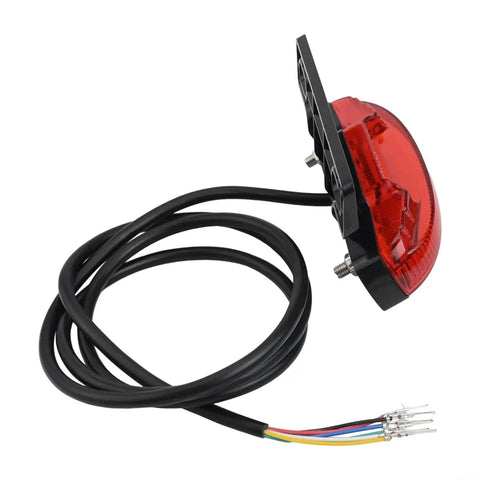 Must Have E Bike Rear Light For 36 Volt Or 48 V Batteries With 6 Pin Connector Plug And Super Bright Led Tail Lamp That Flashes Brake Signal At Night For Maximum Safety On The Road., red LED e bike rear light with 100cm wire and 6 pin connector, ABS housing