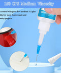 Hand applying Pro Grade Medium CA Glue For Metal And Stone Quick Dry Adhesive With Microtip Applicators for precise application